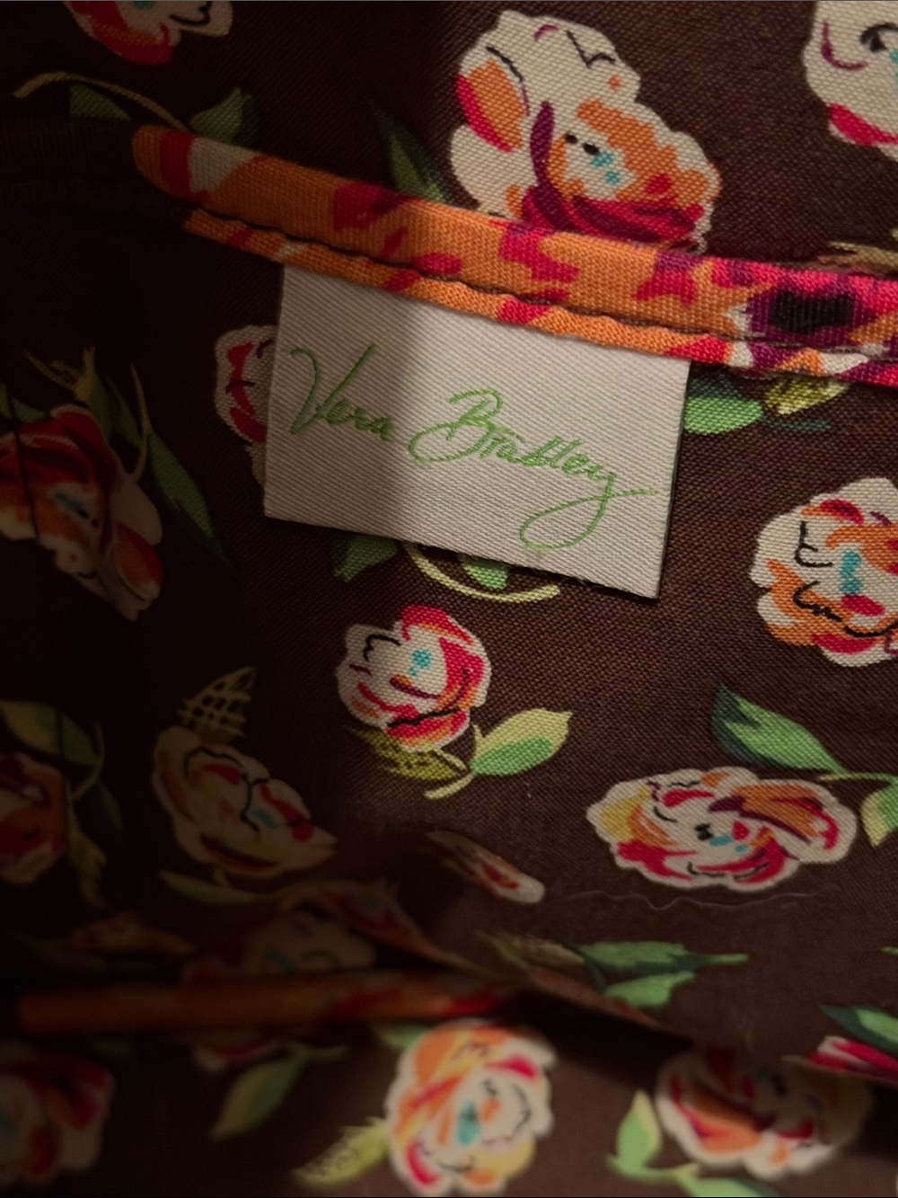 Vera Bradley Quilted Floral Tote in Pink, Green & Brown - Picture 4 of 9
